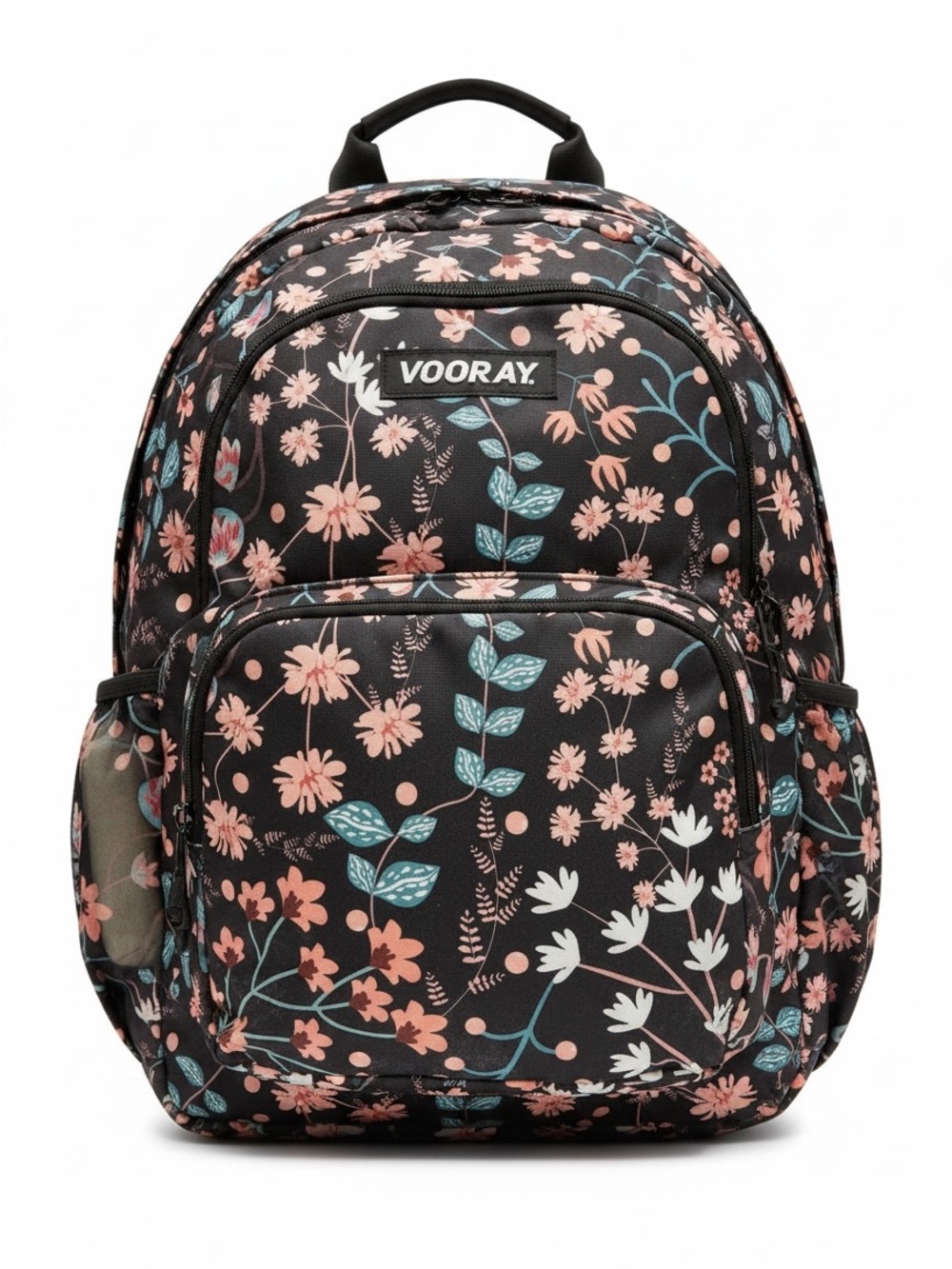 Vooray by Kylie Backpack Black Floral Adjustable Straps Front Pocket